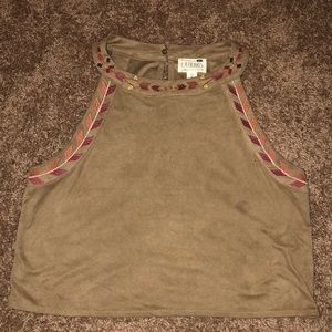 Suede high neck crop top